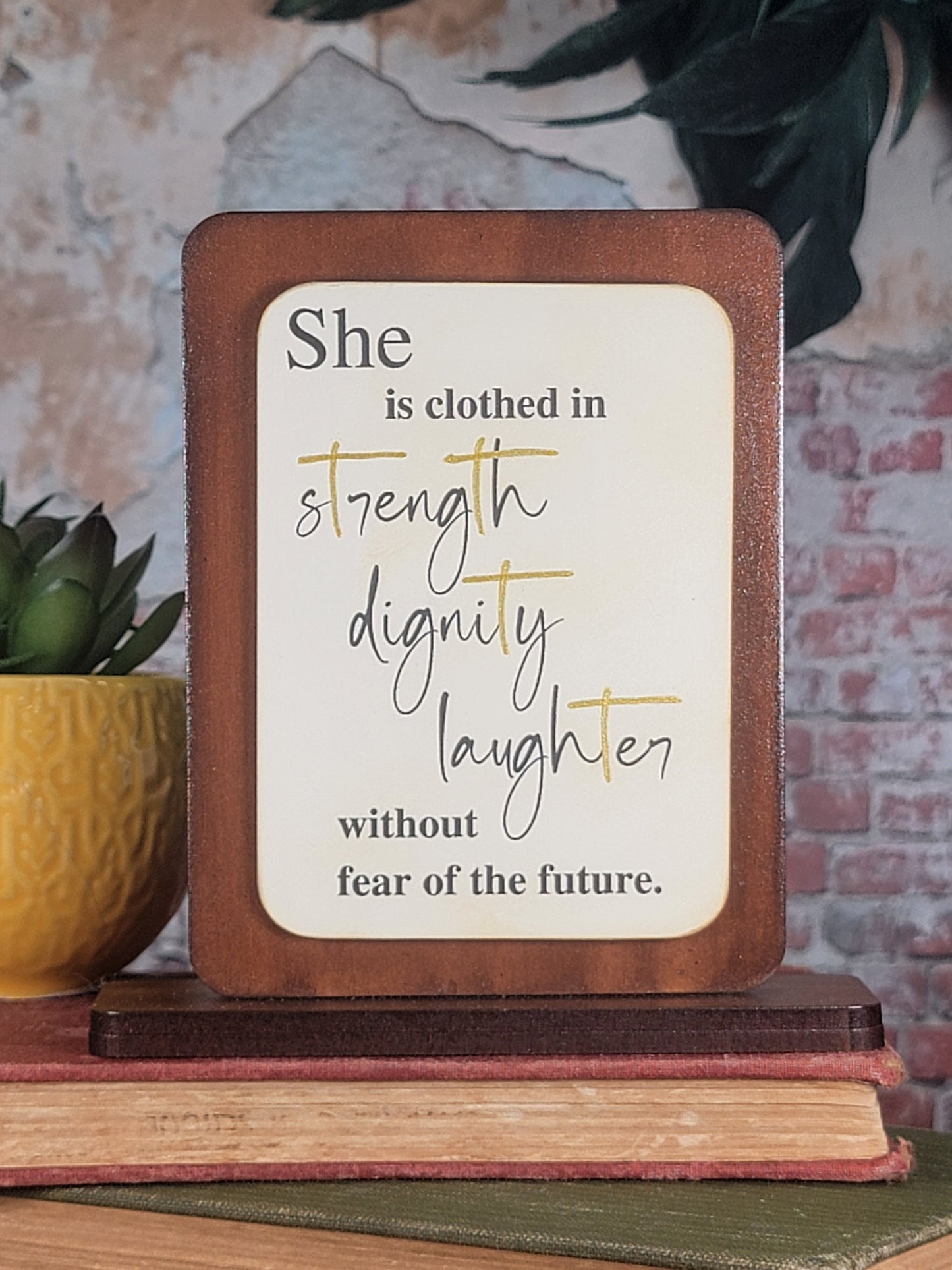 Text Magnet - She is clothed in strength dignity laughter without fear of the future