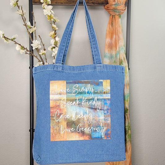 Live Simply Speak Kindly Care Deeply Love Generously - Totebag