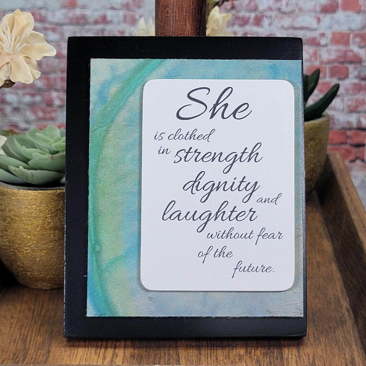 She is clothed in strength dignity and laughter without fear of the future - Mini Frame