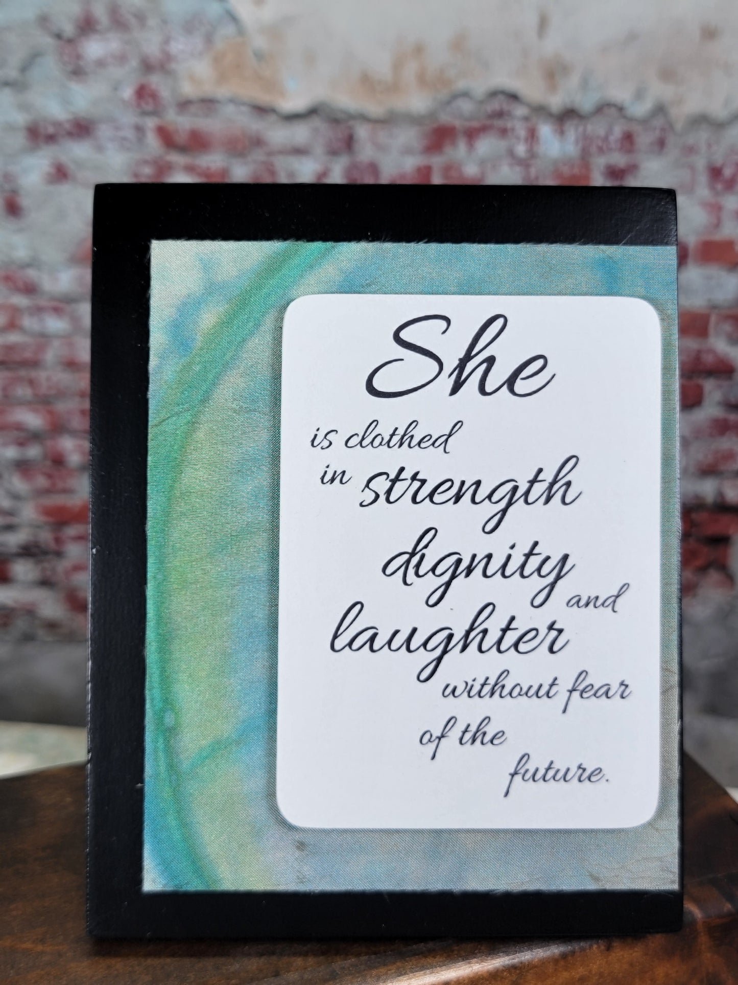 She is clothed in strength dignity and laughter without fear of the future - Mini Frame