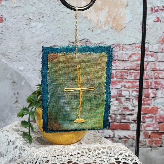 Silk Noil Cross Art - 11