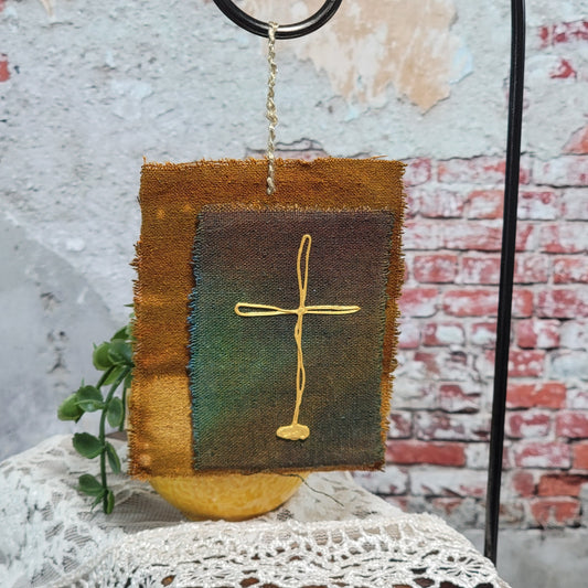 Silk Noil Cross Art - 4