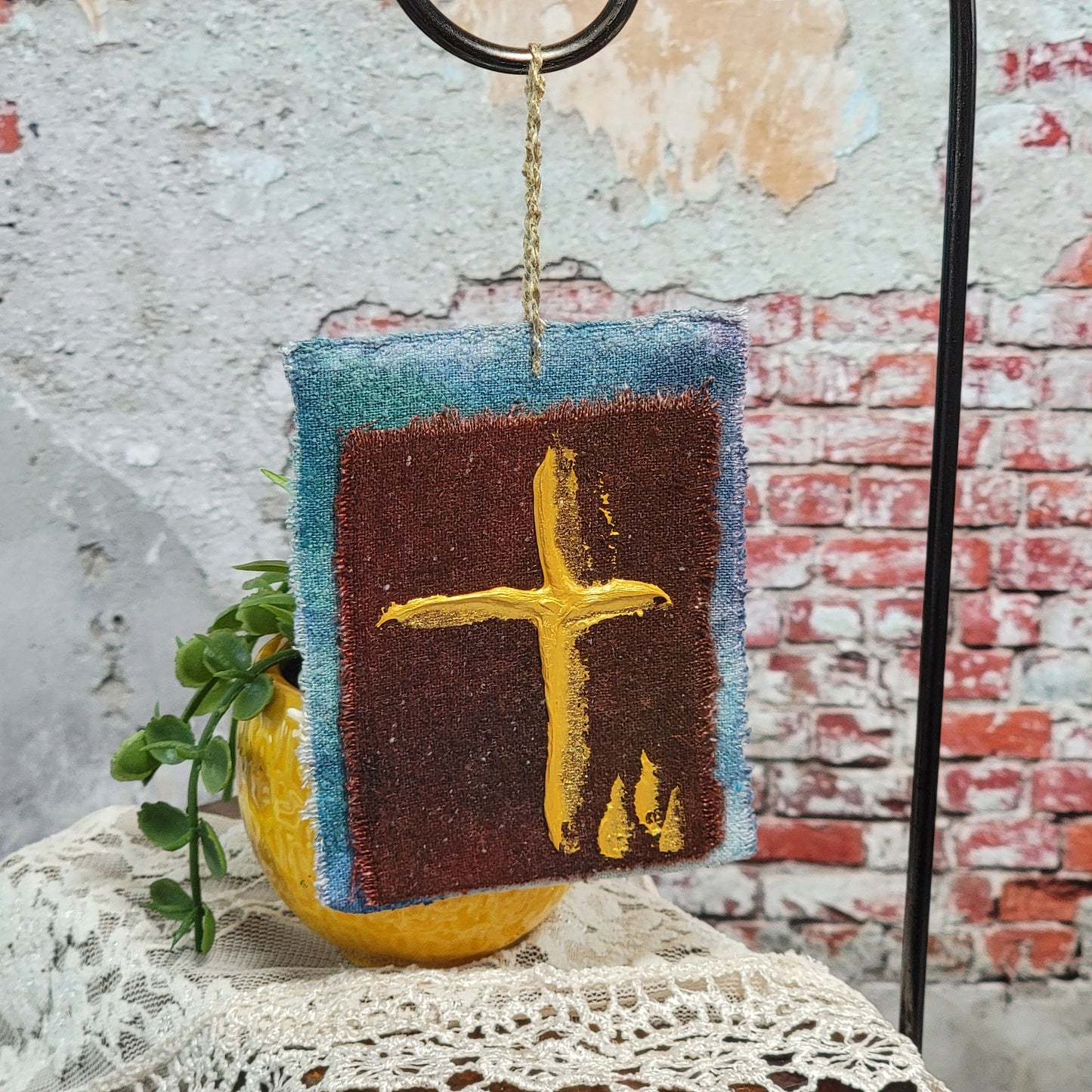 Silk Noil Cross Art - 9