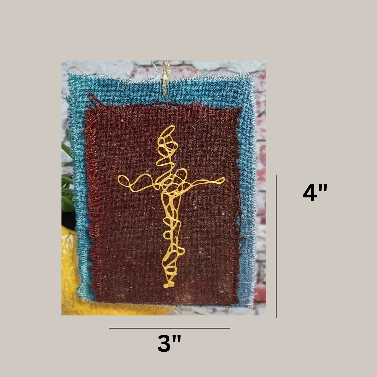 Silk Noil Cross Art - 1